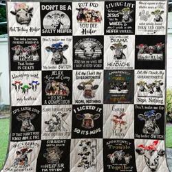 Cow Cl14100152Mdq Quilt Blanket and Home Decor
