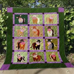 Cow Hn140603 Quilt Blanket and Home Decor