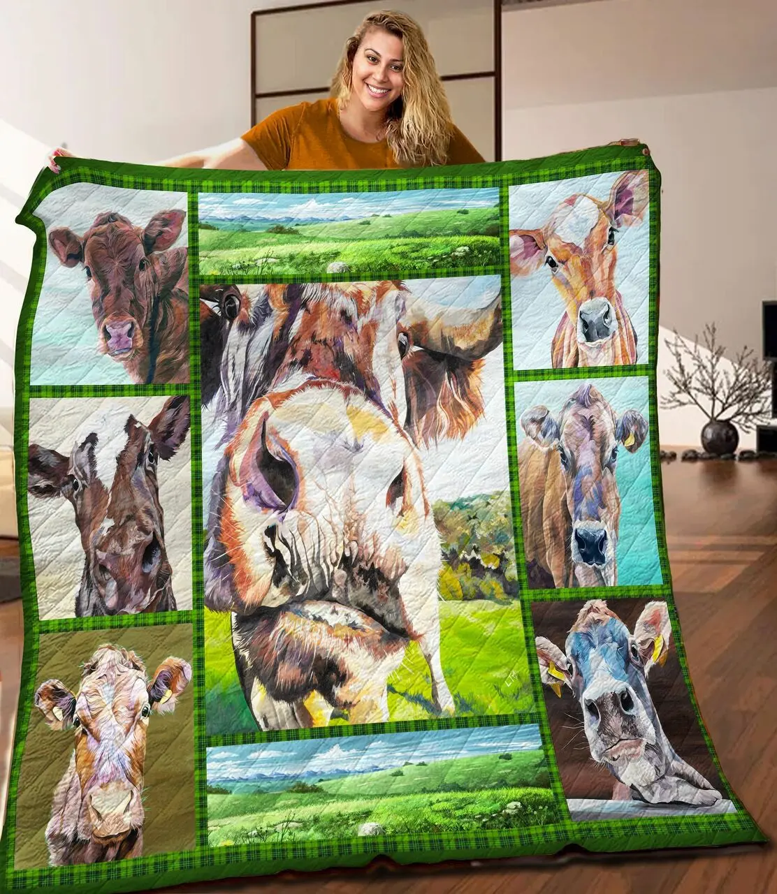 Cow Quilt Blanket C9B260308MI and Home Decor