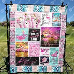 Crazy Flamingo Lady Cld150675 Quilt Blanket and Home Decor