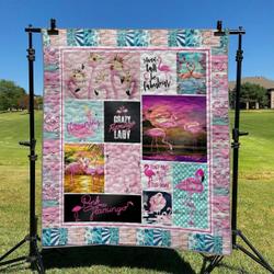 Crazy Flamingo Lady DHCKL0909 Quilt Blanket and Home Decor