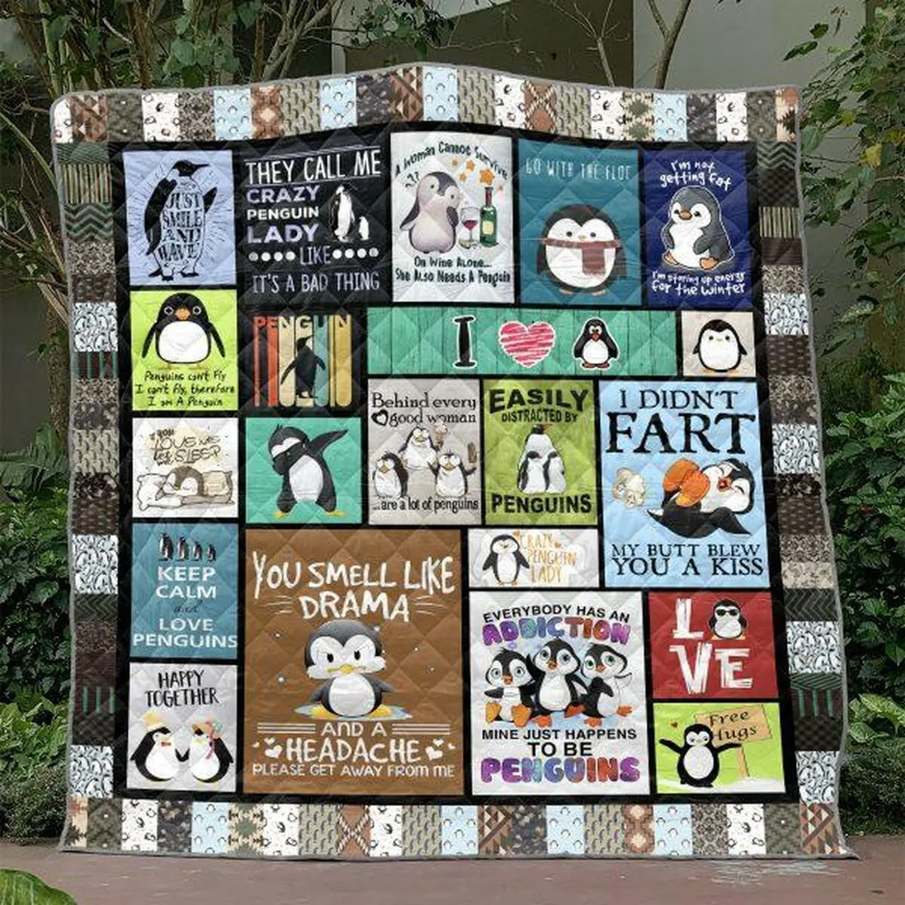 Crazy Penguin Ladies Quilt Blanket Tm99 Quilt and Home Decor