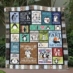 Crazy Penguin Ladies Quilt Blanket Tm99  Quilt and Home Decor