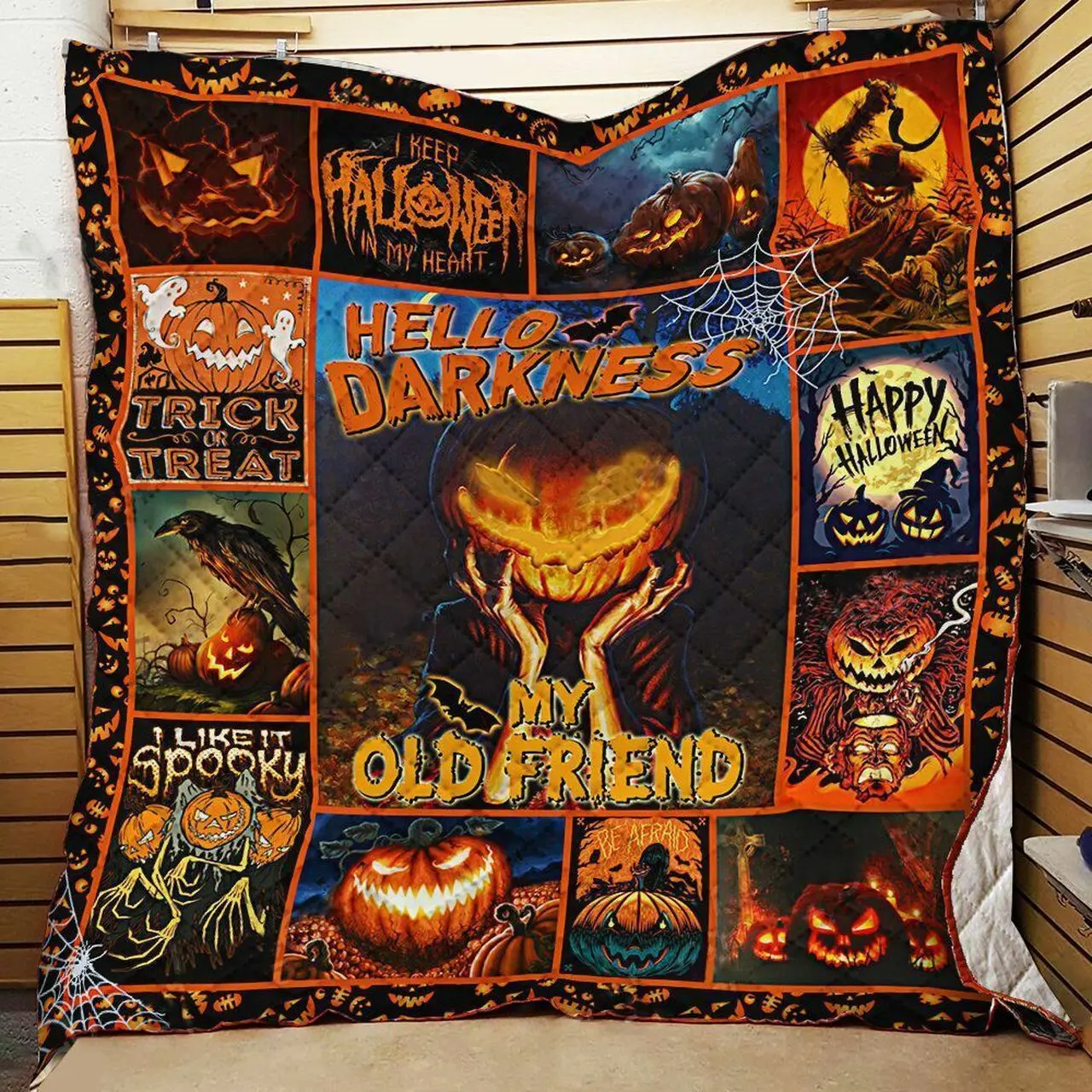 Creepy Pumpkin Halloween Quilt Blanket ABC07114109 and Home Decor