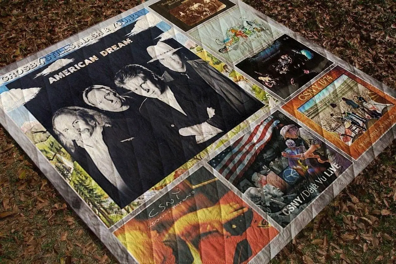 Crosby Stills Nash Young Quilt Blanket For Fans and Home Decor