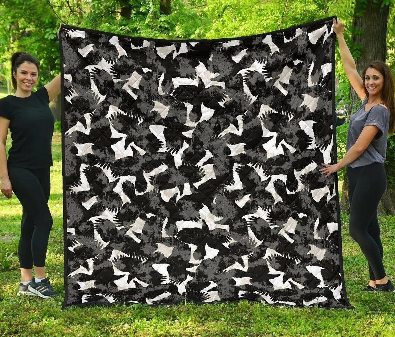 Crow Illustration Pattern DHCDHC DT1910 Quilt Blanket and Home Decor