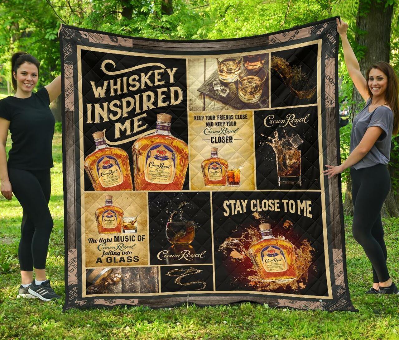 Crown Royal Whiskey Inspired Me Funny Gift Idea Quilt and Home Decor