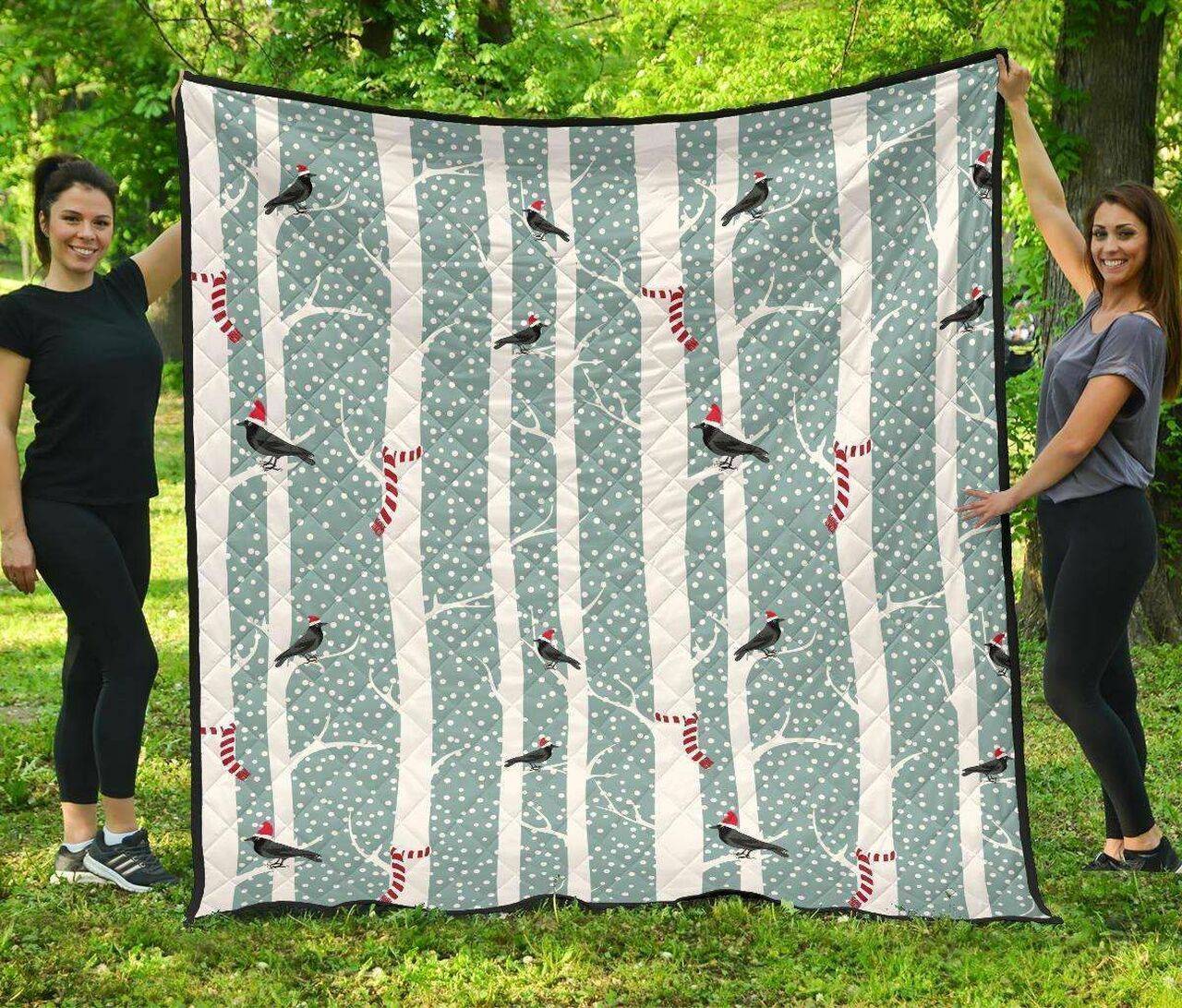 Crows Christmas Hat Scarf DHCDHC DT1910 Quilt Blanket and Home Decor