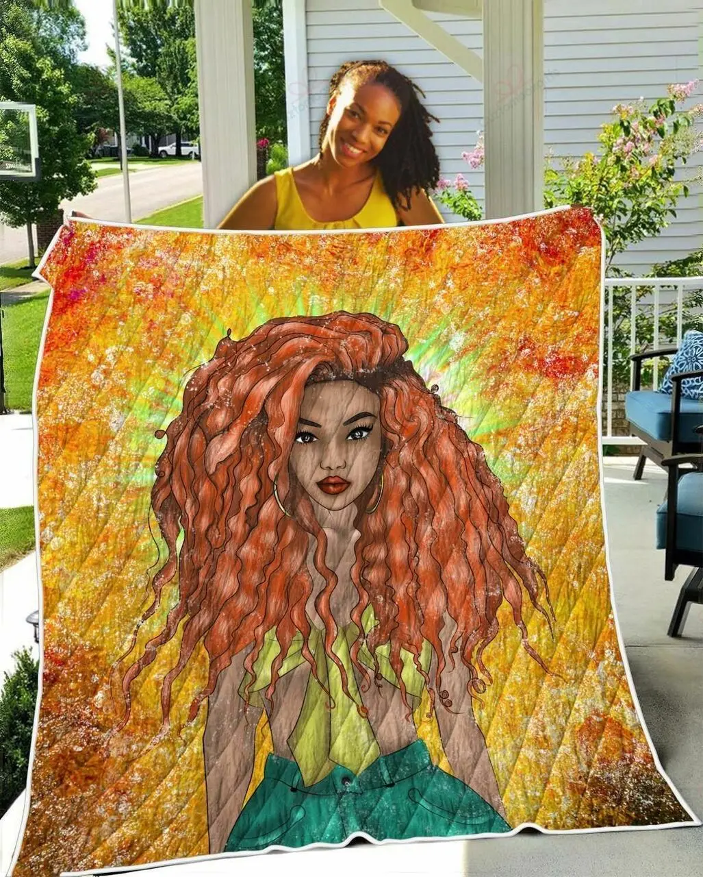 Curly Naptural Hair Art TH2309175CL Quilt Blanket and Home Decor