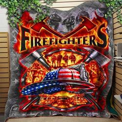 Custom Blanket Firefighter Usa Blanket - Perfect Gift For Dad - Quilt Blanket and Home Decor