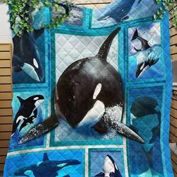 Custom Quilt Blanket Whale Orca Blanket - Quilt Blanket and Home Decor