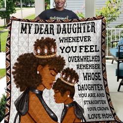 Customized Black Mom And Daughter Black Family Quilt and Home Decor