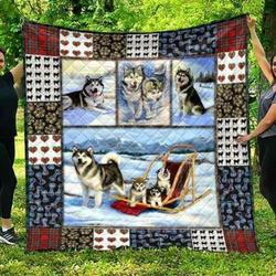 Cute Alaska Dog For Pet Lover Blanket Th1807 Quilt and Home Decor