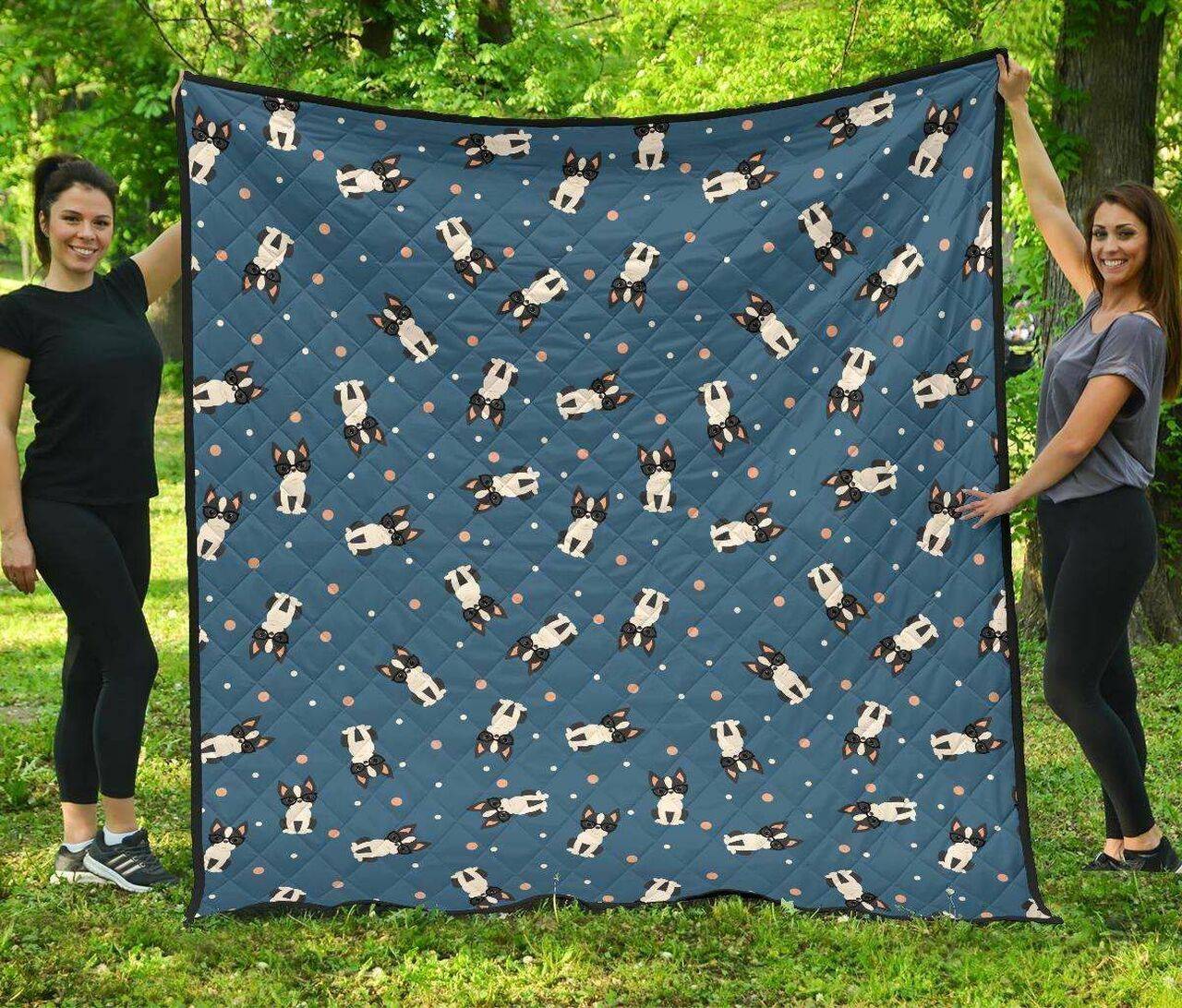 Cute Boston Terrier Dog Spattern DHCDHC DT1910 Quilt Blanket and Home Decor