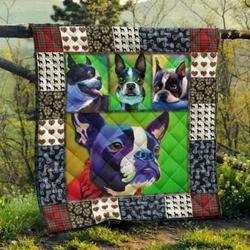 Cute Boston Terrier Pets Dog Blanket Th1807 Quilt and Home Decor