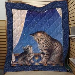 Cute Cat In Night BH2 NTTH011298 3D Customized Quilt and Home Decor