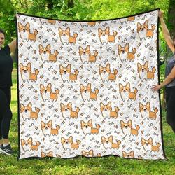 Cute Corgi Heart Star Bone Pattern DHCDHC DT1910 Quilt Blanket and Home Decor