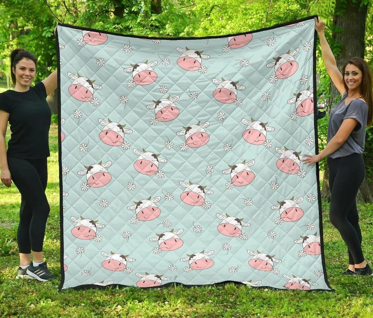 Cute Cow Flower Pattern DHCDHC DT1910 Quilt Blanket and Home Decor