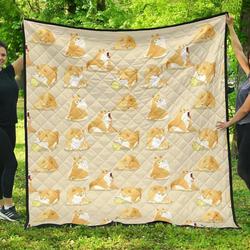 Cute Fat Shiba Inu Dog Pattern DHCDHC DT1910 Quilt Blanket and Home Decor