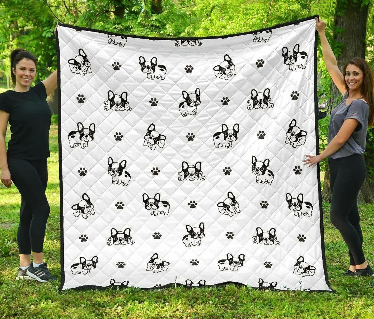 Cute French Bulldog Paw Pattern DHCDHC DT1910 Quilt Blanket and Home Decor