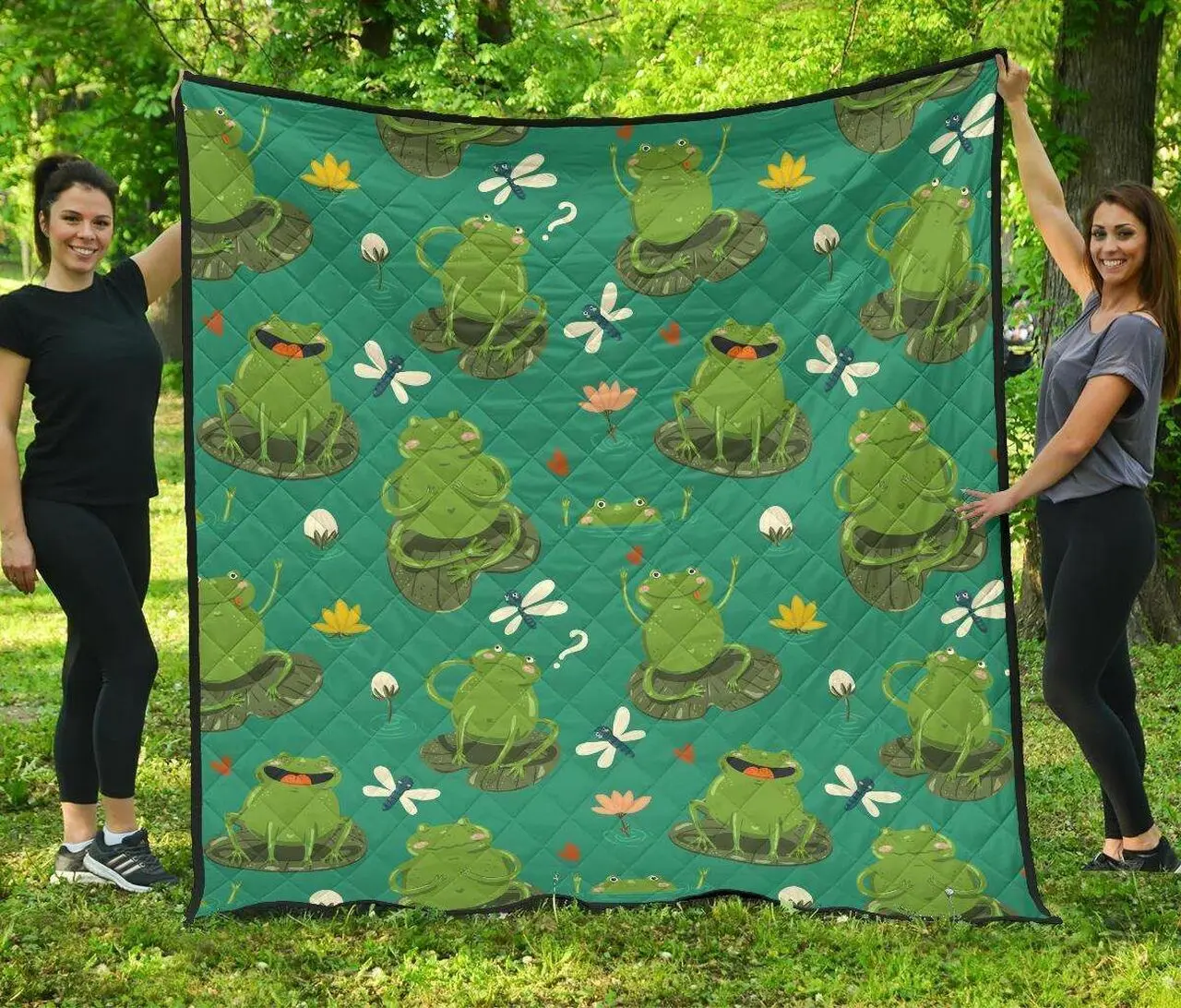 Cute Frog Dragonfly Design Pattern DHCDHC DT1910 Quilt Blanket and Home Decor