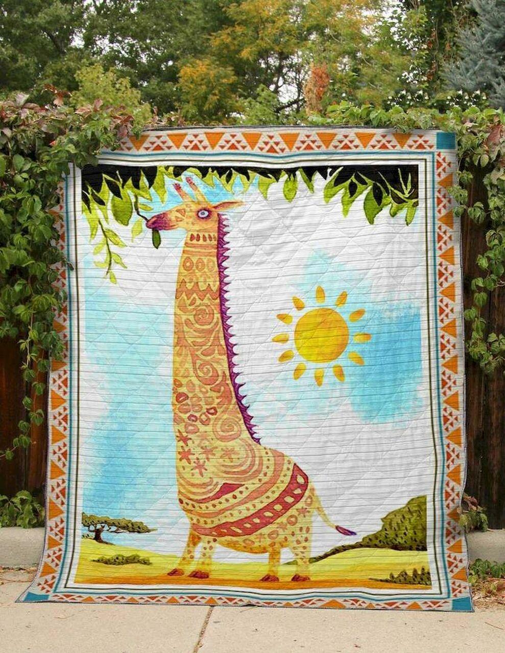 Cute Giraffe Under The Sun Clt190629 Quilt Blanket and Home Decor