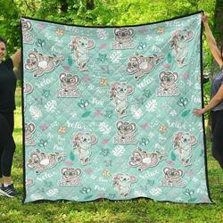 Cute Koalas Blue Background Pattern DHCDHC DT1910 Quilt Blanket and Home Decor