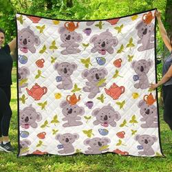 Cute Koalas Teapots Tea DHCDHC DT1910 Quilt Blanket and Home Decor