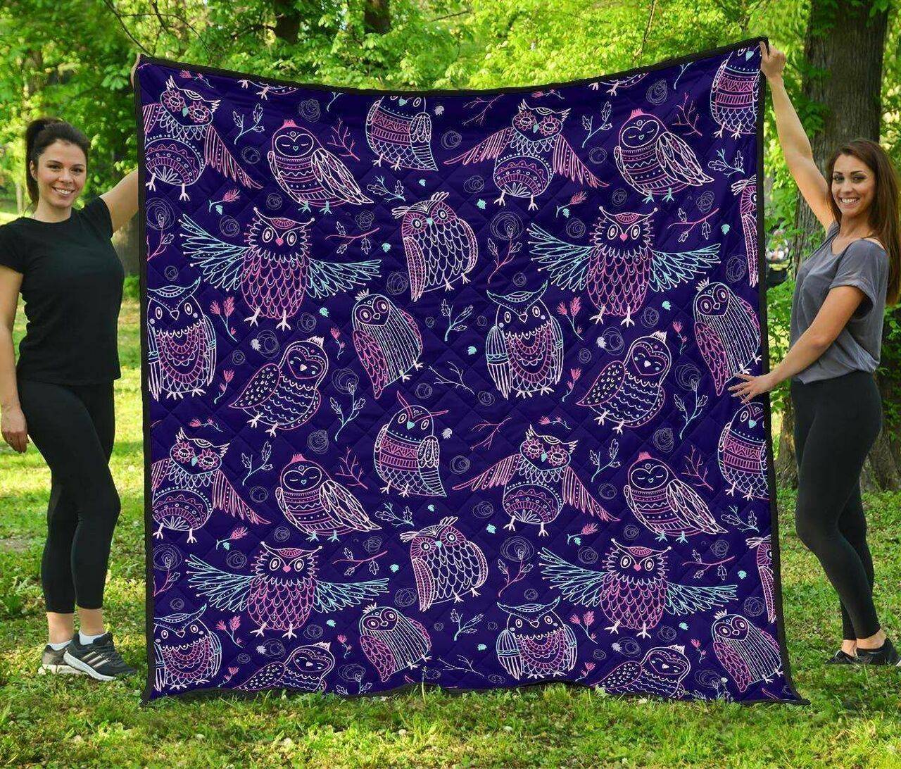 Cute Owls Pattern Boho Style Ornament DHCDHC DT1910 Quilt Blanket and Home Decor