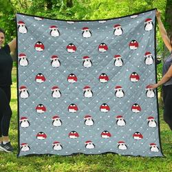 Cute Penguin Christmas Snow Pattern DHCDHC DT1910 Quilt Blanket and Home Decor