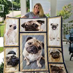Cute Pug Dog Quilt Blanket Great Customized Blanket Gifts For Birthday Christmas Thanksgiving and Home Decor