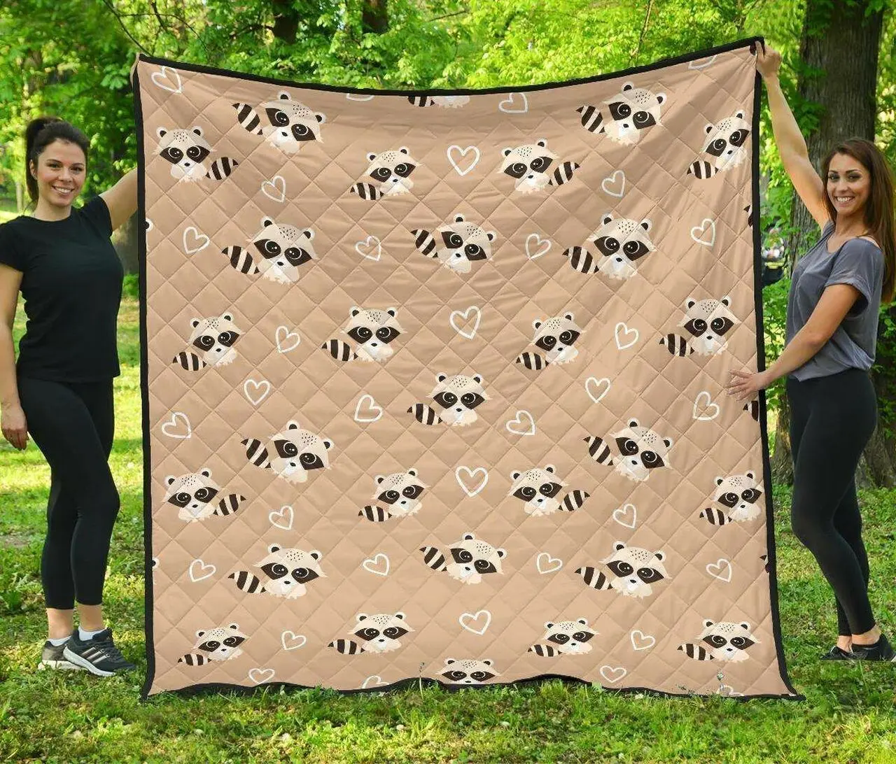 Cute Raccoon Heart Pattern DHCDHC DT1910 Quilt Blanket and Home Decor