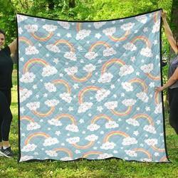 Cute Rainbow Dhcound Star Pattern Blue Background DHCDHC DT1910 Quilt Blanket and Home Decor