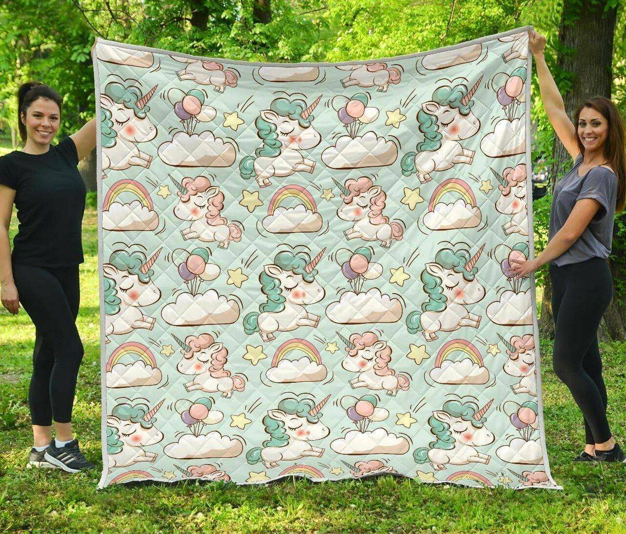 Cute Rainbow Unicorn Cl17100222Mdq Quilt Blanket and Home Decor