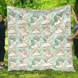 Cute Rainbow Unicorn Cl17100222Mdq Quilt Blanket and Home Decor