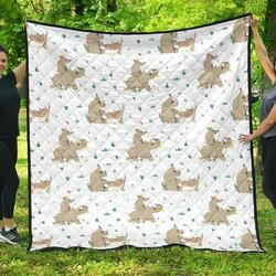 Cute Rhino Pattern Background DHCDHC DT1910 Quilt Blanket and Home Decor