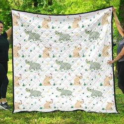 Cute Rhino Pattern DHCDHC DT1910 Quilt Blanket and Home Decor