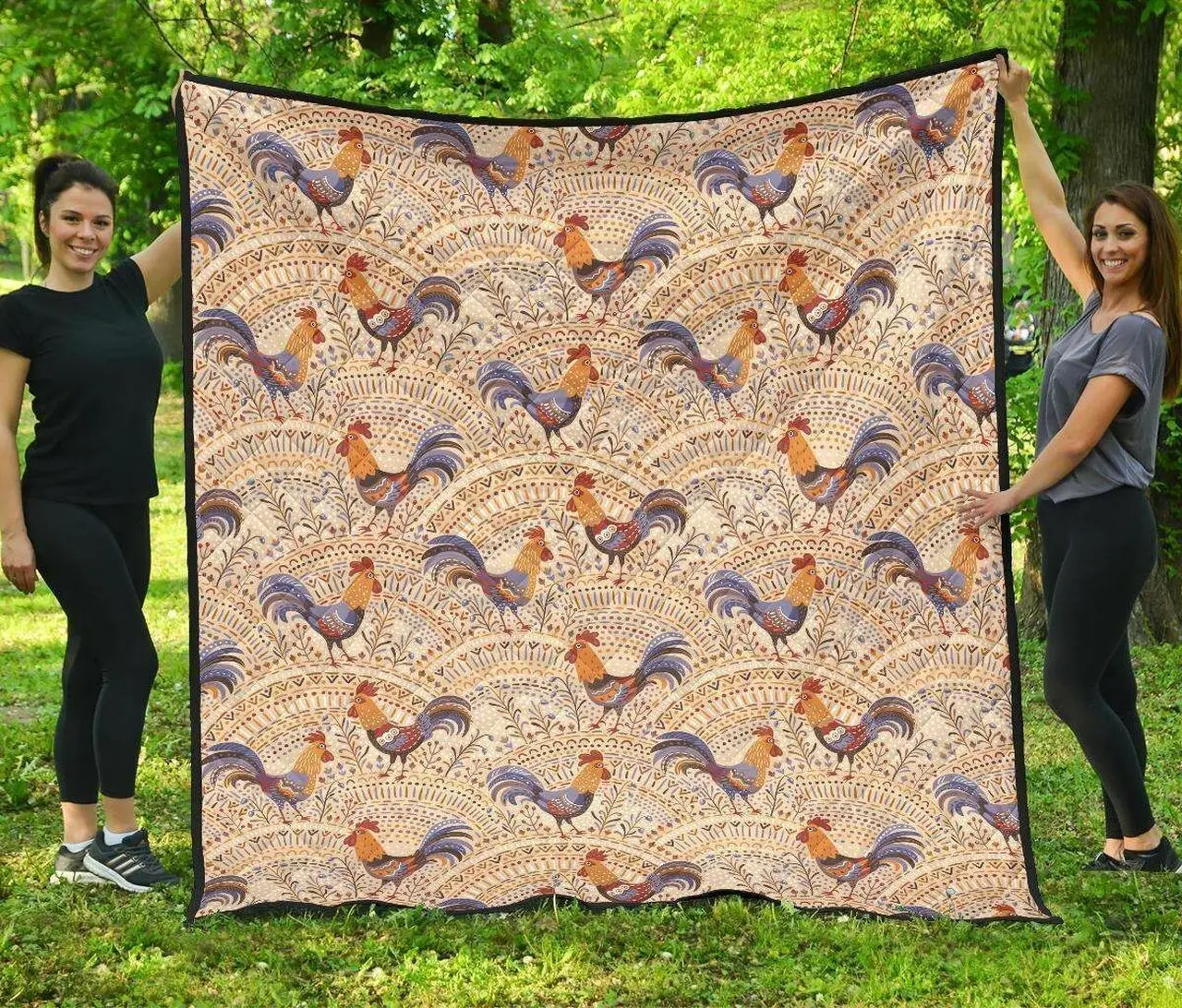 Cute Rooster Chicken Cock Floral Ornament Background DHCDHC DT1910 Quilt Blanket and Home Decor