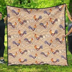 Cute Rooster Chicken Cock Floral Ornament Background DHCDHC DT1910 Quilt Blanket and Home Decor