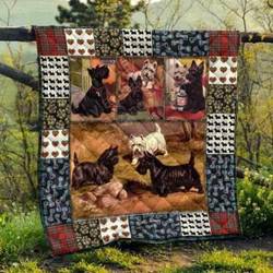 Cute Scottish Terrier Pets Dog Quilt Bfq Fuct2109 and Home Decor