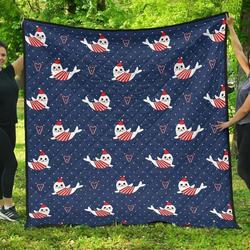 Cute Sea Lion Seal Christmas Hat Candy Cane Heart Pattern DHCDHC DT1910 Quilt Blanket and Home Decor