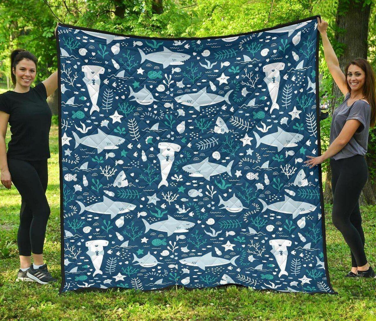 Cute Shark Pattern DHCDHC DT1910 Quilt Blanket and Home Decor