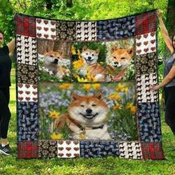 Cute Shiba Inu Pets Dog Blanket Th1807 Quilt and Home Decor
