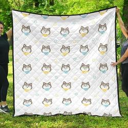 Cute Siberian Husky Pattern DHCDHC DT1910 Quilt Blanket and Home Decor