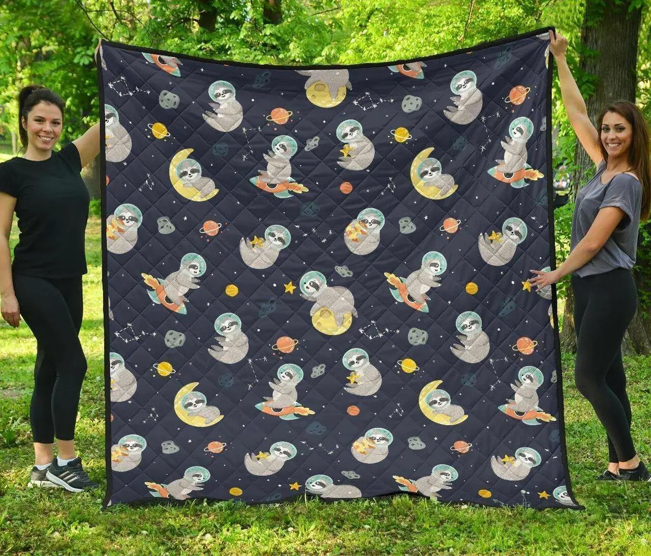 Cute Sloth Astronaut Star Planet Rocket Pattern DHCDHC DT1910 Quilt Blanket and Home Decor