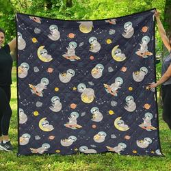 Cute Sloth Astronaut Star Planet Rocket Pattern DHCDHC DT1910 Quilt Blanket and Home Decor