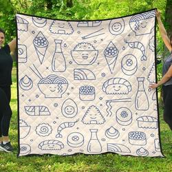 Cute Sushi Icon Pattern DHCDHC DT1910 Quilt Blanket and Home Decor
