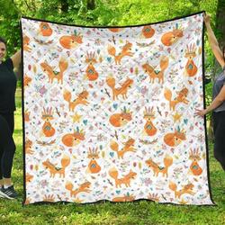 Cute Tribal Fox Pattern DHCDHC DT1910 Quilt Blanket and Home Decor