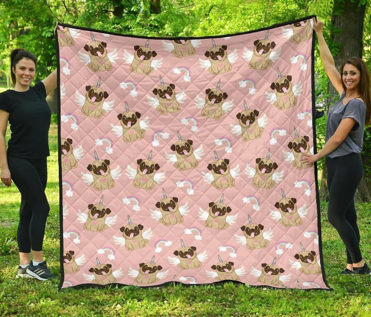 Cute Unicorn Pug Pattern DHCDHC DT1910 Quilt Blanket and Home Decor