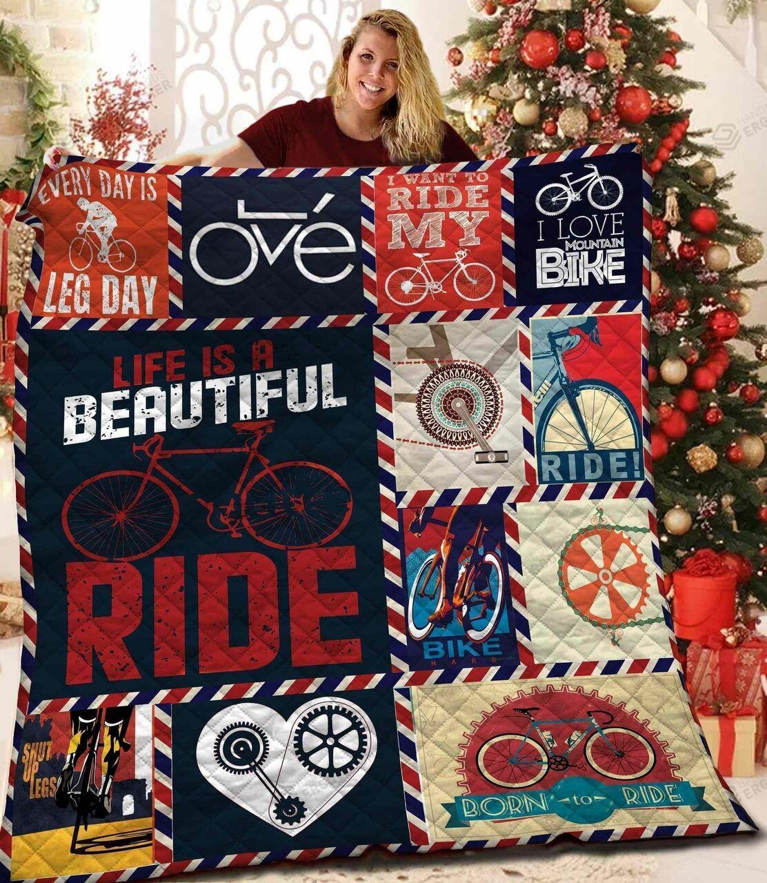 Cycling I Want To Ride My Bicycle Quilt Blanket Great Customized Blanket Gifts For Birthday Christmas Thanksgiving and Home Decor